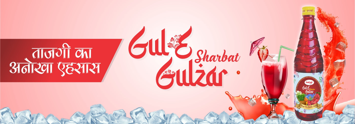 Gul E Gulzar sharbat by Shree Guruji, with the refreshing taste and goodness of rose syrup. Perfect summer drink
